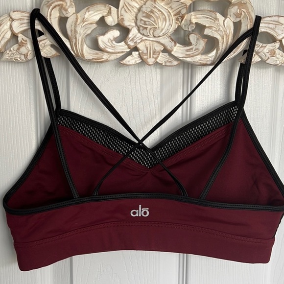 Alo Yoga Mesh Sports Bra, Maroon, Small - Picture 4 of 4